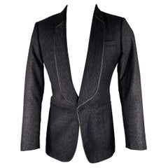 ROBERTO CAVALLI Größe 38 Schwarzer Sportmantel aus Schurwolle mit Tiermuster und Schurwolle