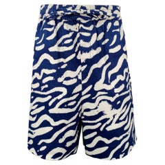 Prabal Gurung Taglia M Bermuda grafici con linee blu e bianche
