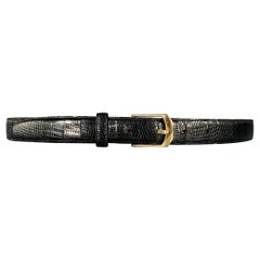 SAKS FIFTH AVENUE Größe 40 Schwarz Gold Eidechsenleder Messinggürtel
