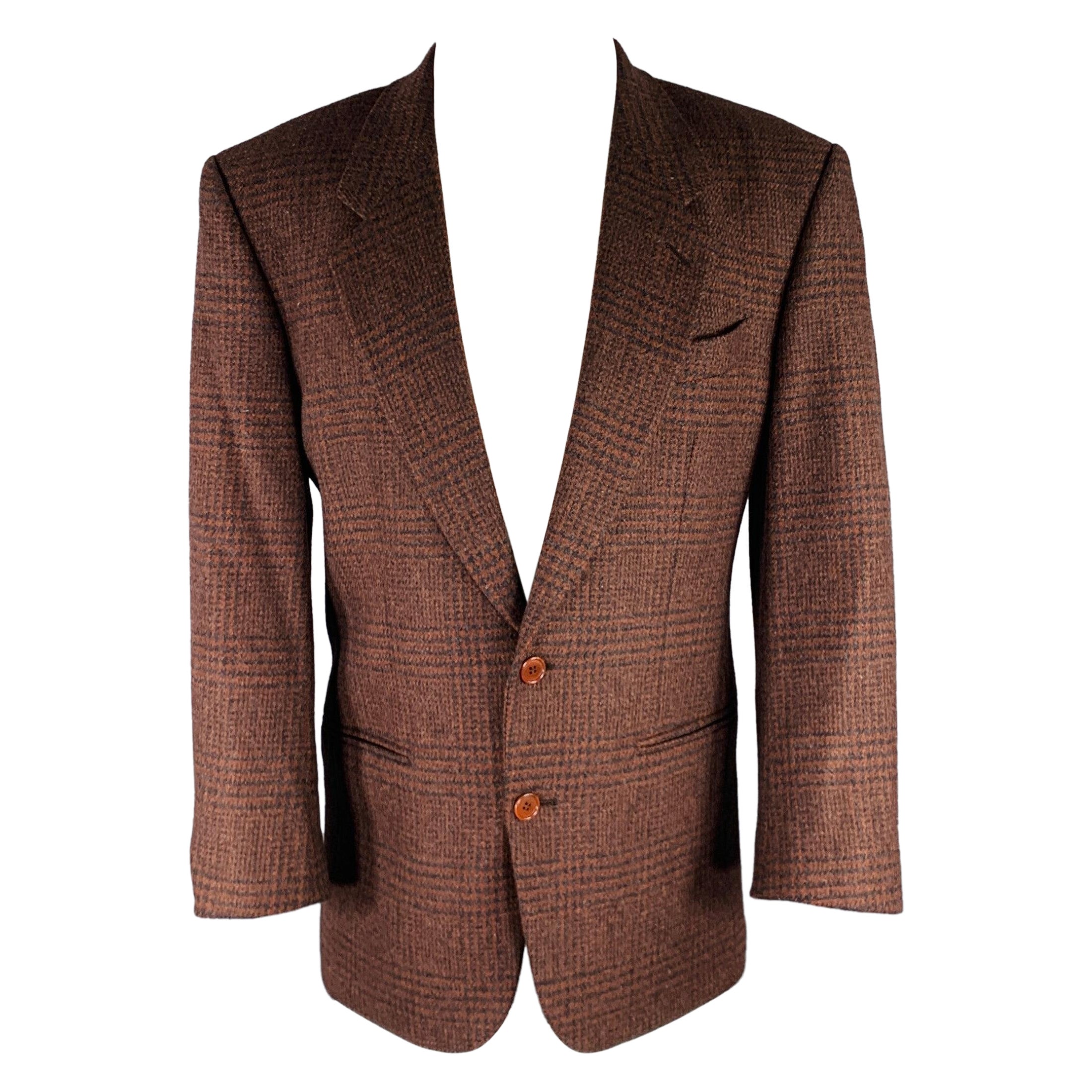 Missoni Taille 38 Brown Black Glenplaid Virgin Wool Oversized Sport Coat en vente