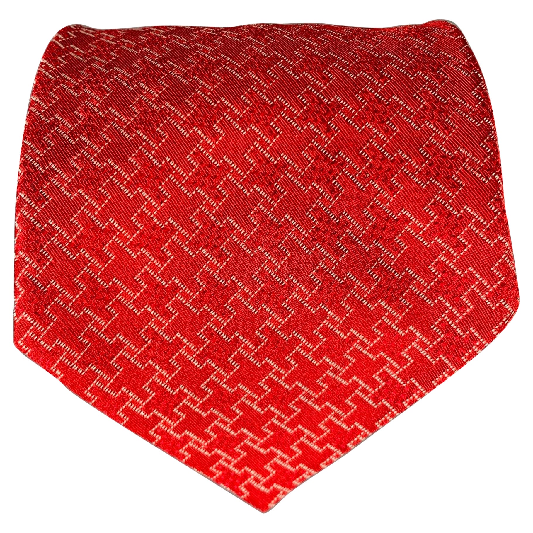 GIORGIO ARMANI Red White Textured Silk Tie For Sale