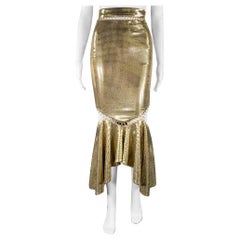 Burberry Taglia 0 Oro Beige Gonna a sirena in misto viscosa con abbellimenti da discoteca
