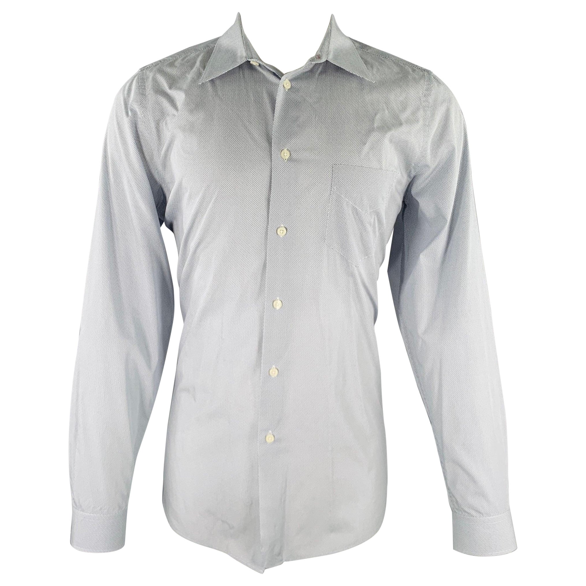 PAUL SMITH, chemise à manches longues en coton à motif blanc marine, taille M