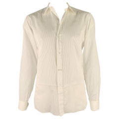 BRIONI, chemise de smoking à manches longues en coton blanc, taille L
