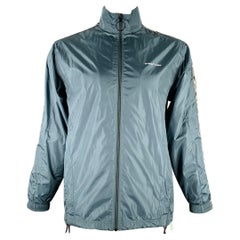 OFF-WHITE Größe L Teal Polyamide Zip Up Jacke mit Reißverschluss