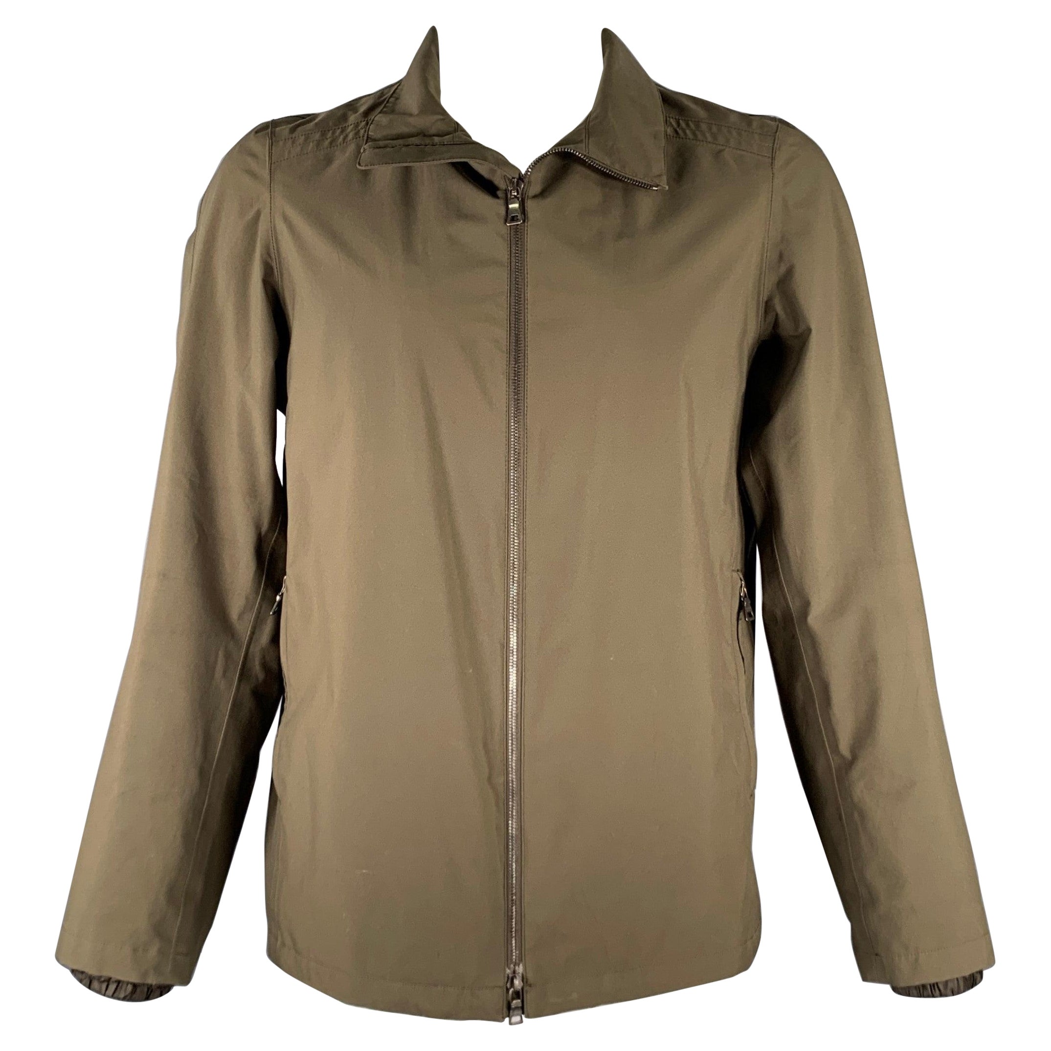 Prada Taglia 44 Giacca con zip in poliestere & nylon verde oliva