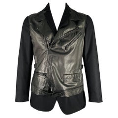BOTTEGA VENETA Size 44 Black Mixed Materials Cashmere Biker Jacket