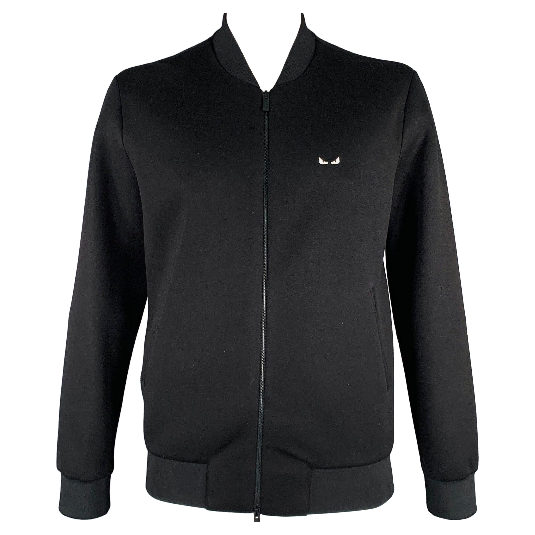 FENDI Größe 42 Schwarze Viskose-Jacke mit Reißverschluss oben
