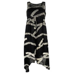 MARC JACOBS Size 2 Black Silver Silk Blend Jacquard Sleeveless Dress