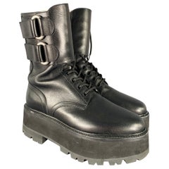 CELINE Size 8 SS23 -Bulky Maxx- Black Leather Platform Boots