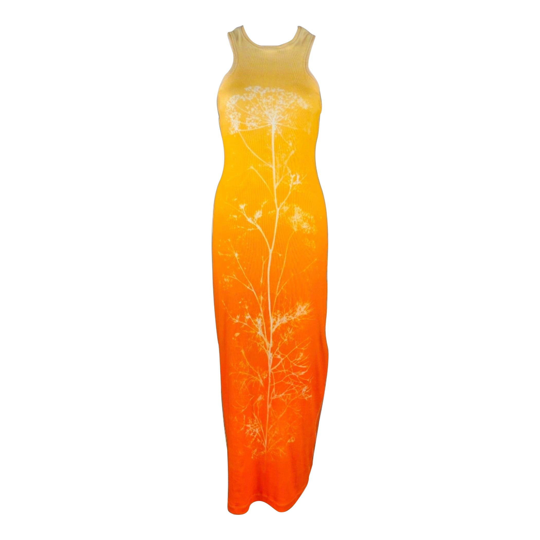 LOEWE Size M Orange Beige Cotton Blend Ombre Tank Long Dress