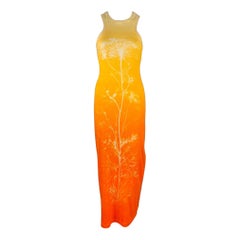 LOEWE Size M Orange Beige Cotton Blend Ombre Tank Long Dress