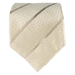 GUCCI Khaki Beige Diagonal Stripe Silk Tie