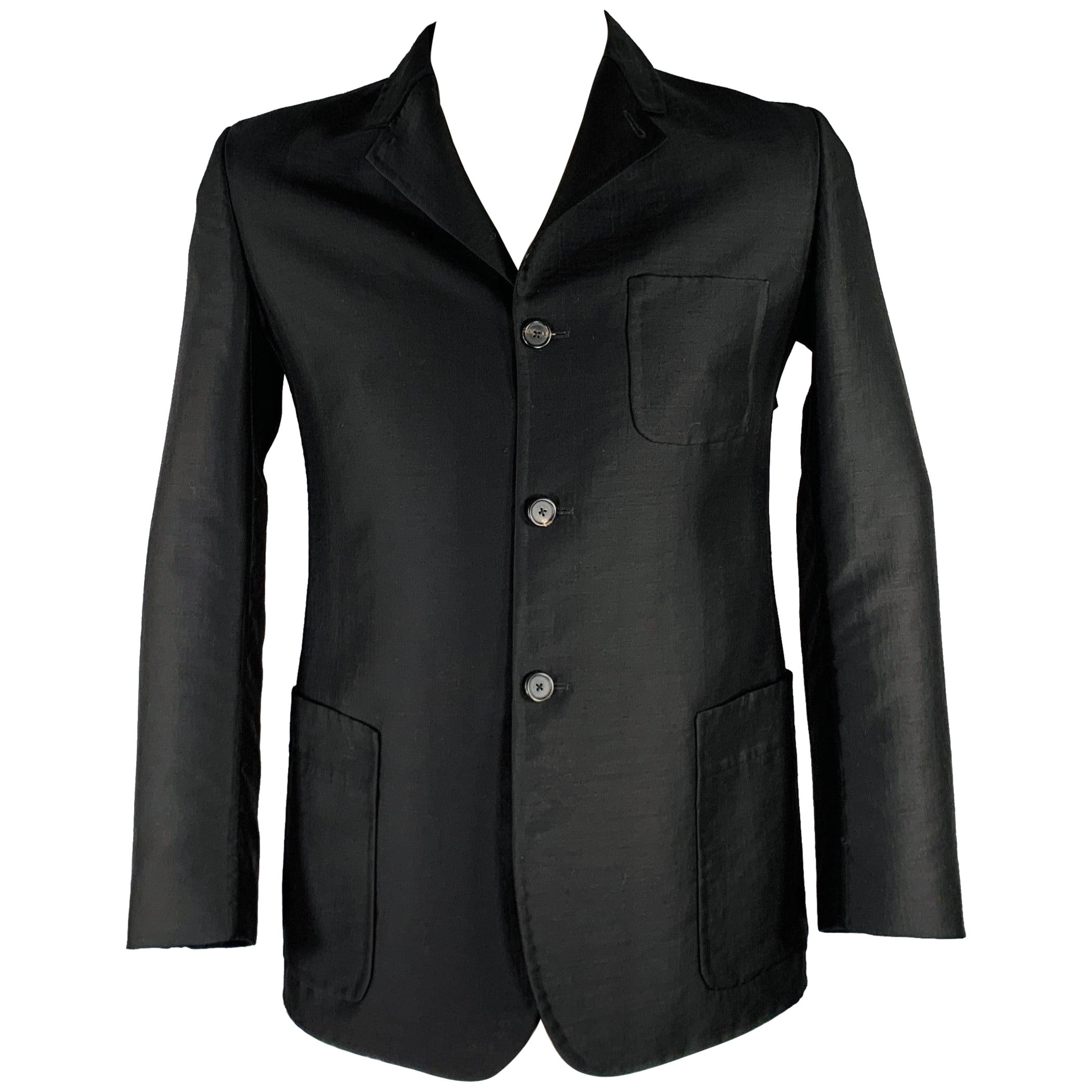 JIL SANDER Size 42 Black Wool Blend Notch Lapel Sport Coat For Sale
