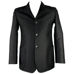JIL SANDER Size 42 Black Wool Blend Notch Lapel Sport Coat