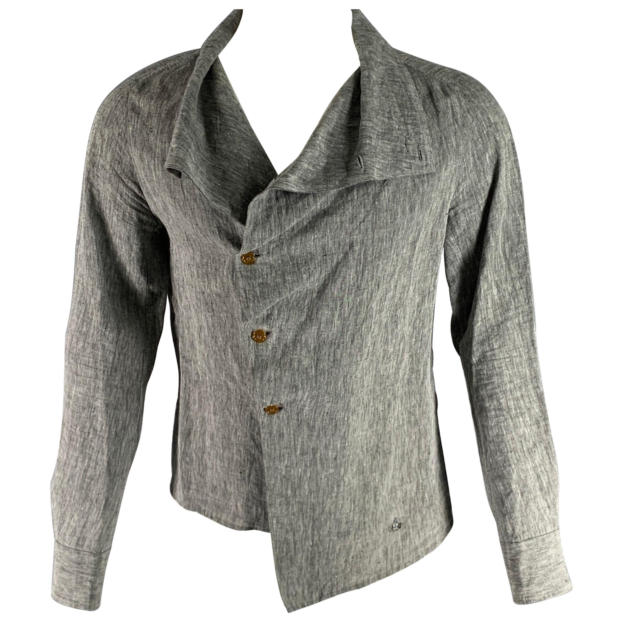 Vivienne Westwood Taglia XS Camicia asimmetrica a maniche lunghe in erica grigia