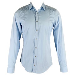GUCCI Size S Blue Cotton Slim Fit Long Sleeve Shirt