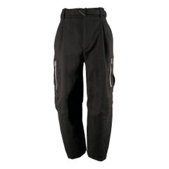 BOTTEGA VENETA Size 0 Black Lambswool blend Herringbone Cargo Casual Pants