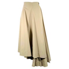 CHRISTIAN DIOR Größe 4 Khaki Baumwolle plissiert asymmetrischer langer Rock