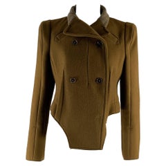 CARVEN Size 4 Brown Wool Blend Asymmetrical Jacket