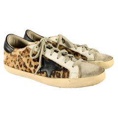 GOLDEN GOOSE Size 9 Beige Brown Calf Hair Mixed Patterns Low Top Sneakers