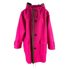 MARNI Size XS Pink Brown Wool Blend Leather Trim Oversized Coat