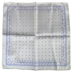 VERSACE Blue Light Blue Jacquard Geometric Dots Silk Pocket Square