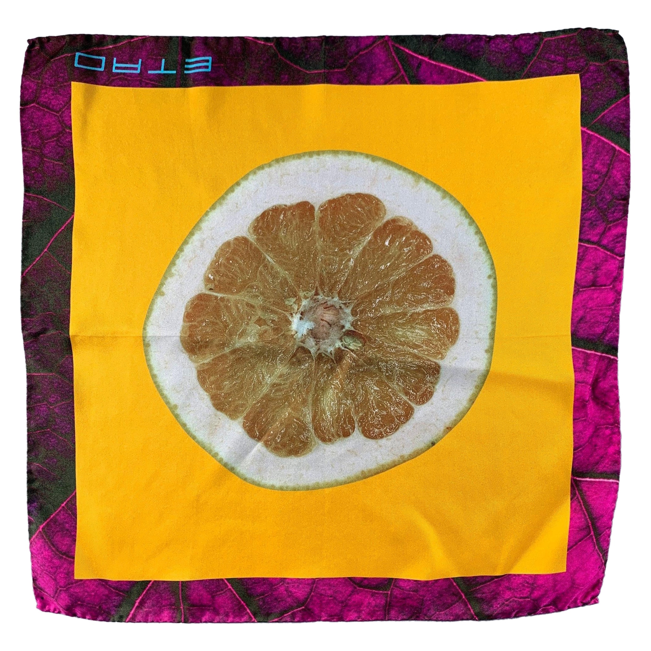 ETRO Yellow Purple Silk Pocket Square