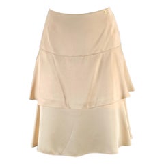 CHANEL Size 4 Beige Silk Layered Below Knee Skirt