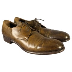 YVES SAINT LAURENT Größe 9 Brown Perforated Leder Cap Toe Lace-Up Schuhe