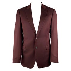ARMANI COLLEZIONI Size 42 Burgundy Herringbone Wool Sport Coat