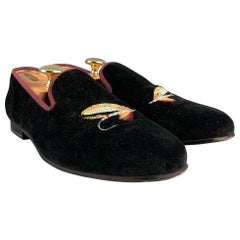 STUBBS & WOOTTON Taille 9.5 Mocassins en velours noir
