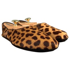 YVES SAINT LAURENT Size 7 Brown Tan Animal Print Leather Slippers Loafers