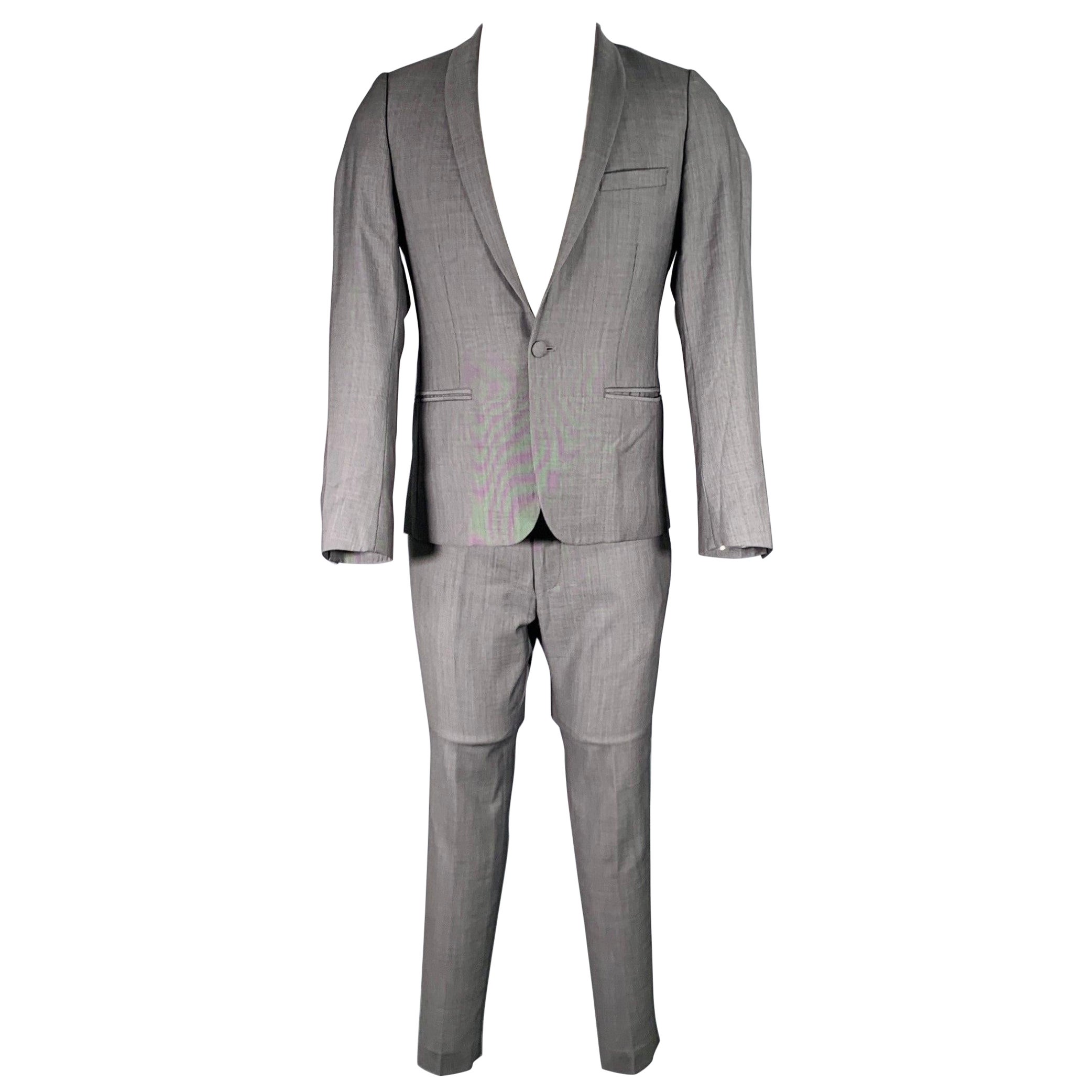 THE KOOPLES Size 38 Grey Wool Notch Lapel Suit For Sale