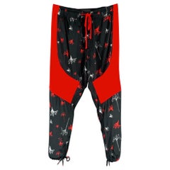 PRABAL GURUNG - Pantaloni casual da salotto rossi e neri, taglia S