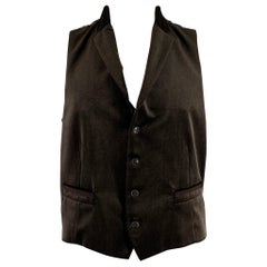 ETRO Size 46 Brown Velvet Cotton Notch Lapel Vest