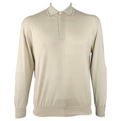 Polo BRIONI Polo en maille cachemire beige saucière taille XXL