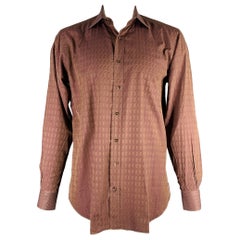 ETRO Size L Brown Purple Geometric Cotton Button Up Long Sleeve Shirt (Chemise à manches longues avec boutons en coton)