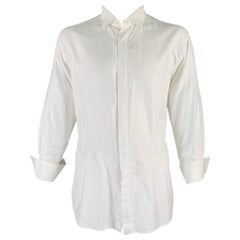 ETRO - Chemise de smoking à manches longues en coton blanc à chevrons, taille XXL