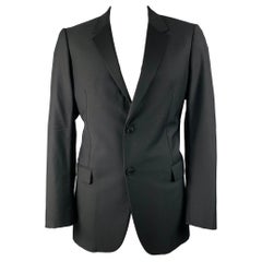 CALVIN KLEIN COLLECTION Size 44 Black Wool Notch Lapel Sport Coat