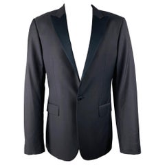 CALVIN KLEIN COLLECTION Size 38 Black Wool Peak Lapel Sport Coat