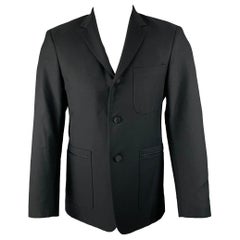 BLACK FLEECE Size 38 Black Wool Notch Lapel Sport Coat