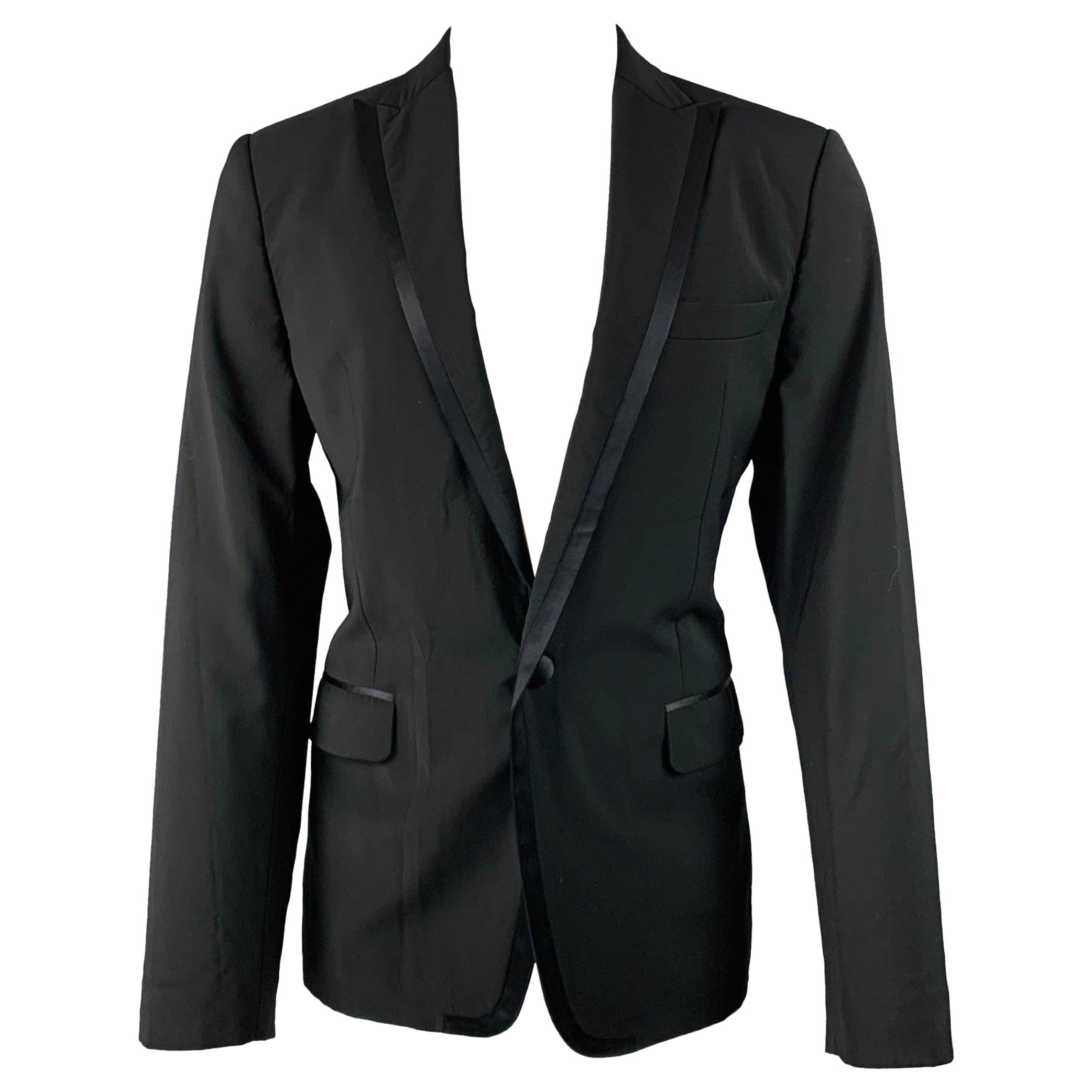 Dsquared2 Taglia 40 Cappotto sportivo in lana nera con risvolto a punta in vendita