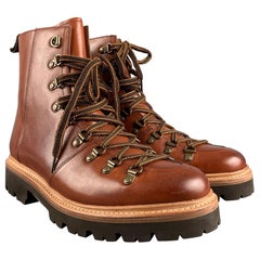 GRENSON Size 7 Brown Leather Lace Up Boots
