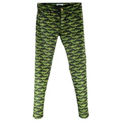 VERSACE x H&M FW11 Size 29 Black Green Alligator Cotton Blend Casual Pants