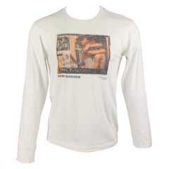 HELMUT LANG Camiseta de cuello redondo de algodón con estampado Mark Morrisroe en talla S White