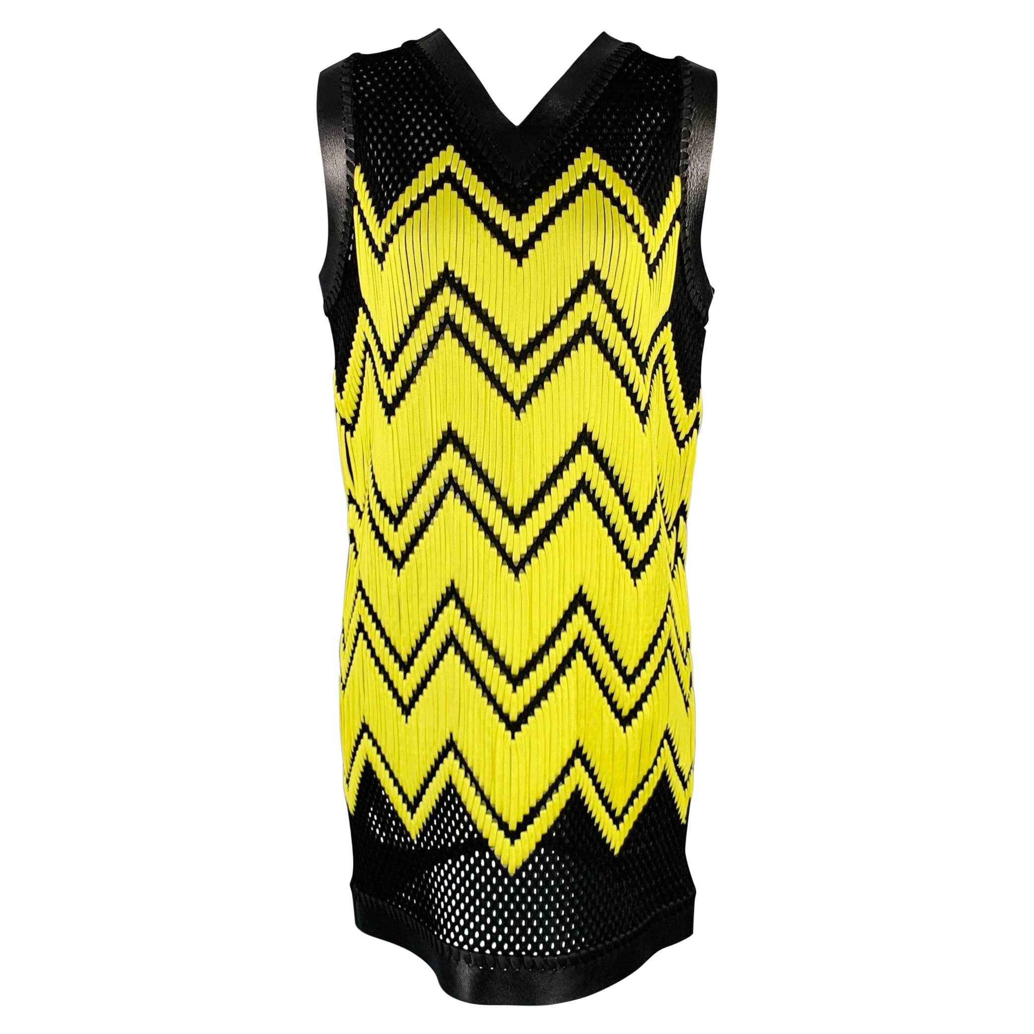 Alexander Wang - Vestito da cocktail in pelle d'agnello intrecciata in poliestere giallo nero