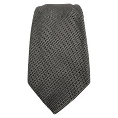 JOHN VARVATOS Grey Black Diagonal Stripe Cotton Tie