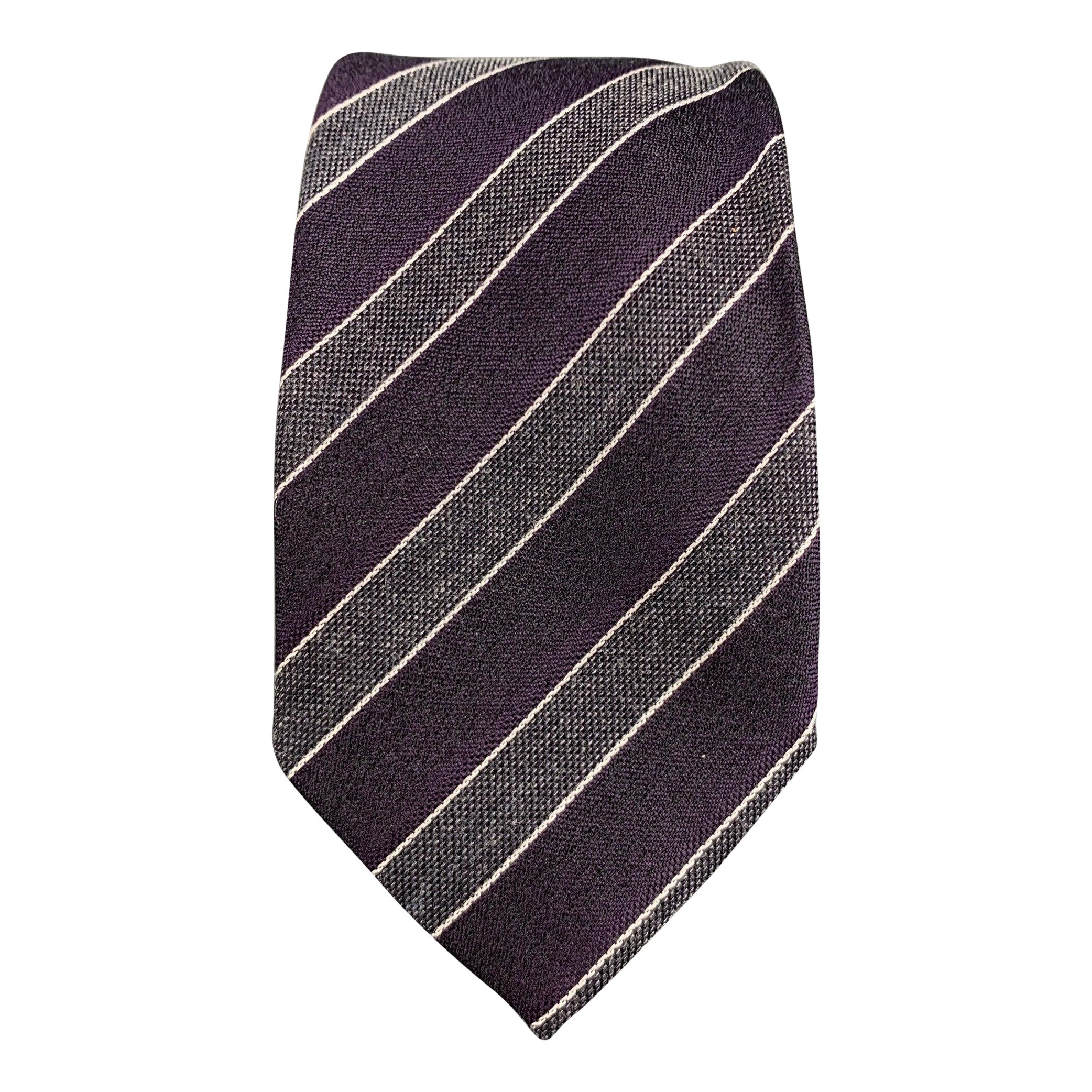 JOHN VARVATOS Purple Silver Silk Tie