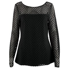 ESCADA Talla S Negro Oro Viscosa  Vestido de manga larga recortado de poliéster
